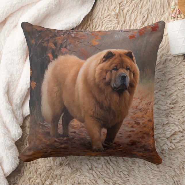 Chow Chow in Autumn Leaves Fall Inspire  Cushion (Blanket)