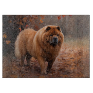 Chow Chow in Autumn Leaves Fall Inspire Cutting Board
