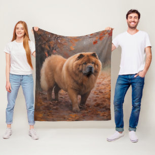 Chow Chow in Autumn Leaves Fall Inspire Fleece Blanket