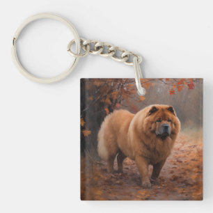 Chow Chow in Autumn Leaves Fall Inspire  Key Ring