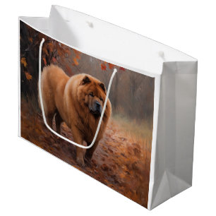 Chow Chow in Autumn Leaves Fall Inspire  Large Gift Bag