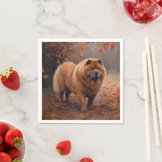 Chow Chow in Autumn Leaves Fall Inspire  Napkin (Insitu)
