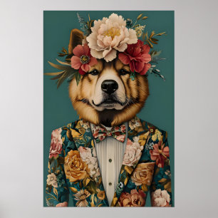 Chow Chow In Suit Poster, Chow Chow Portrait, Chow Poster