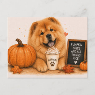 Chow Chow Inviting Pumpkin Spice Puppaccino Postcard
