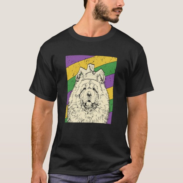 Chow Chow Jester Mardi Gras Dog Mom or Dad T-Shirt (Front)