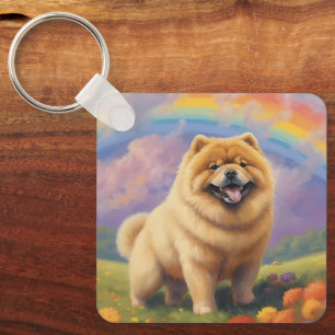Chow Chow Memorial Custom Dog Name Rainbow Bridge Key Ring