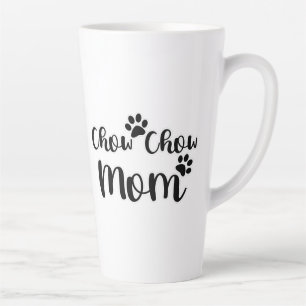 Chow Chow Mum Pawprint Black and White Design Latte Mug