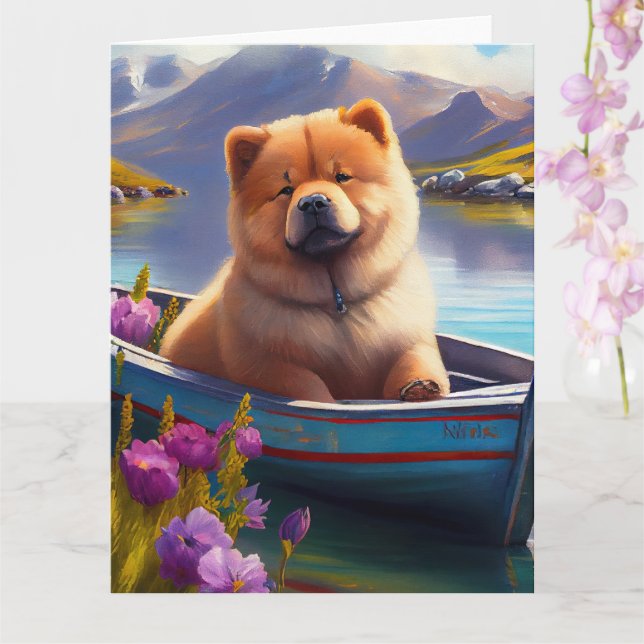 Chow Chow on a Paddle: A Scenic Adventure Card (Orchid)