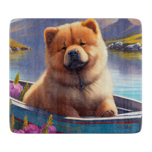 Chow Chow on a Paddle: A Scenic Adventure Cutting Board