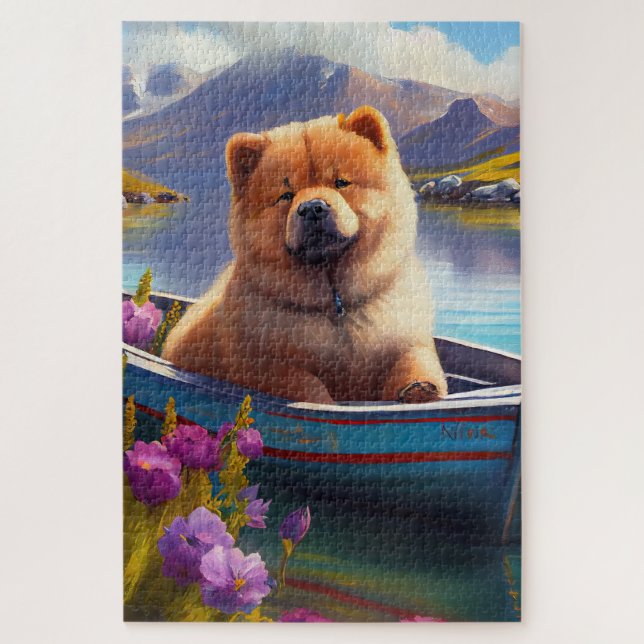 Chow Chow on a Paddle: A Scenic Adventure Jigsaw Puzzle (Vertical)
