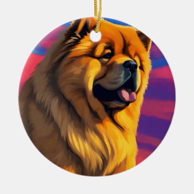 Chow Chow Painting Ceramic Tree Decoration (Front)