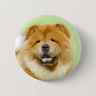 Chow Chow Painting - Cute Original Dog Art 6 Cm Round Badge