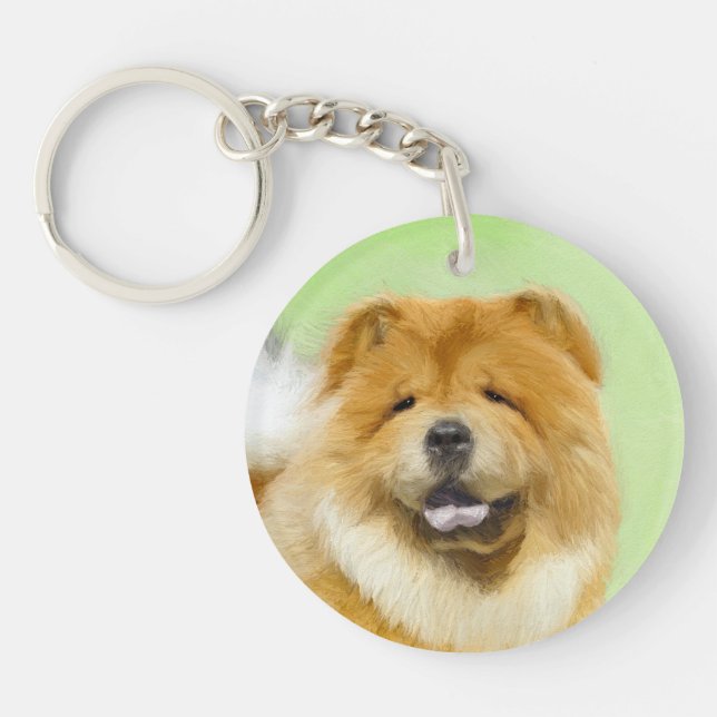 Chow Chow Painting - Cute Original Dog Art Key Ring (Front)