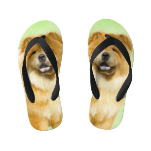 Chow Chow Painting - Cute Original Dog Art Kid's Jandals