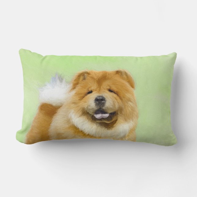 Chow Chow Painting - Cute Original Dog Art Lumbar Cushion (Front)