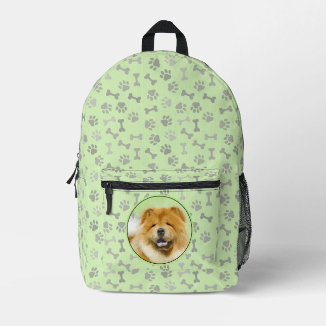 Chow Chow Painting - Cute Original Dog Art Printed Backpack (Front)