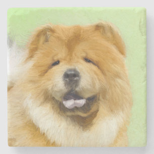 Chow Chow Painting - Cute Original Dog Art Stone Coaster