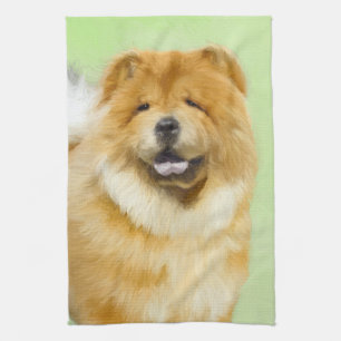 Chow Chow Painting - Cute Original Dog Art Tea Towel