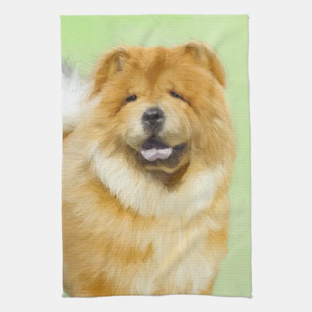 Chow Chow Painting - Cute Original Dog Art Tea Towel (Vertical)