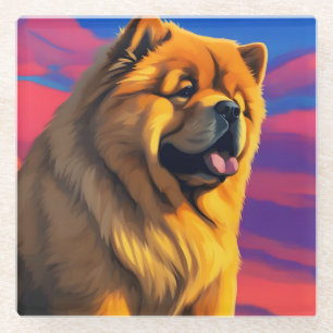 Chow Chow Painting Glass Coaster