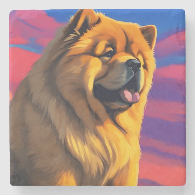 Chow Chow Painting Stone Coaster (Front)