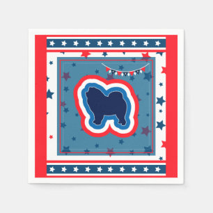 Chow Chow Patriotic Red White And Blue 4th Of July Napkin