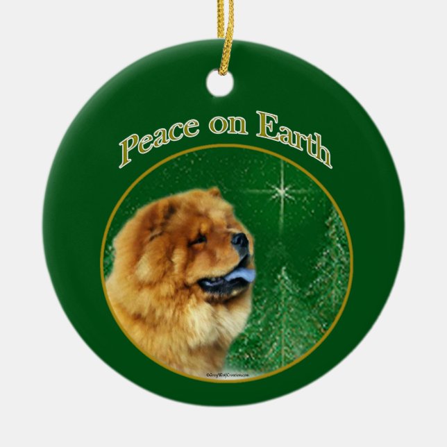 Chow Chow Peace Ceramic Tree Decoration (Front)