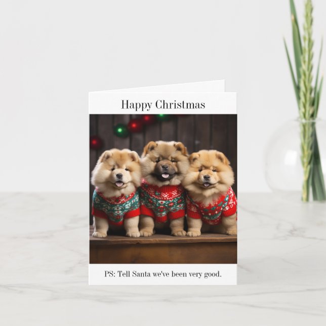Chow Chow Puppies Christmas Card (Front)