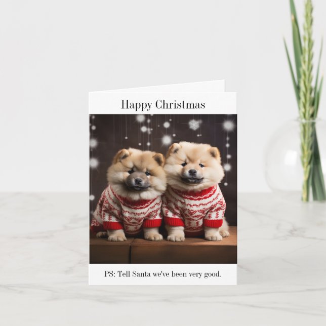 Chow Chow Puppies Christmas Card (Front)