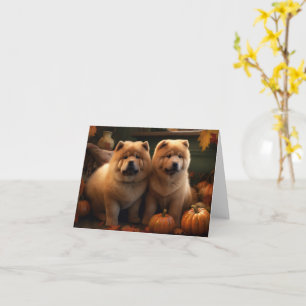 Chow Chow Puppy Autumn Delight Pumpkin Card