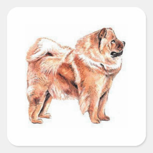 Chow Chow Red Square Sticker