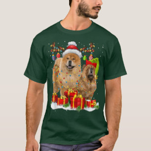 Chow Chow Reindeer Christmas Lights Funny Dog Xmas T-Shirt