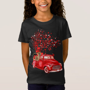 Chow Chow Riding Red Truck Valentine Butterfly Hea T-Shirt
