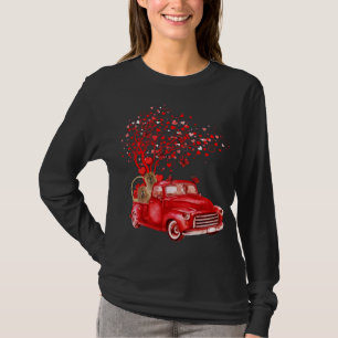 Chow Chow Riding Red Truck Valentine Butterfly Hea T-Shirt