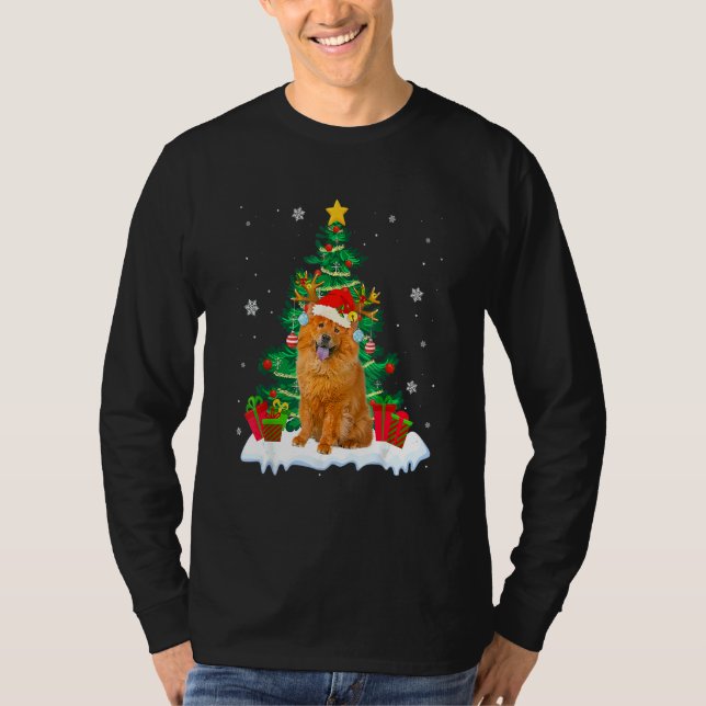 Chow Chow Santa Christmas Tree Light Pajama Dog Xm T-Shirt (Front)