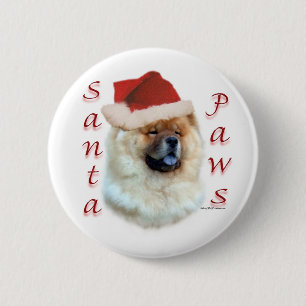 Chow Chow Santa Paws 6 Cm Round Badge