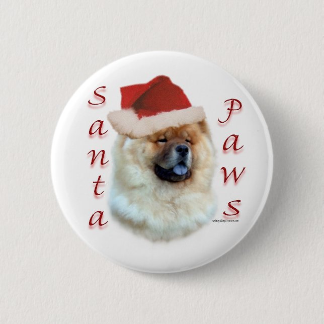 Chow Chow Santa Paws 6 Cm Round Badge (Front)