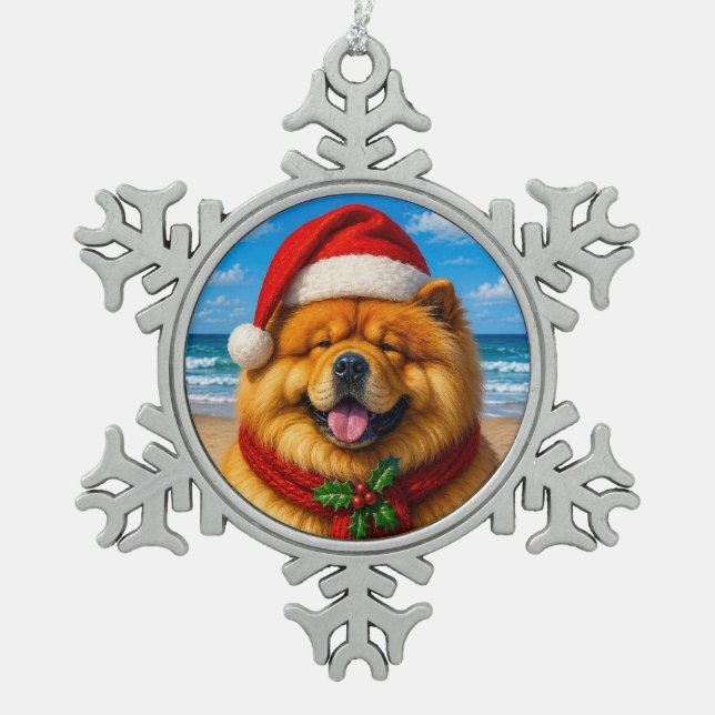 Chow Chow  Snowflake Pewter Christmas Ornament (Front)