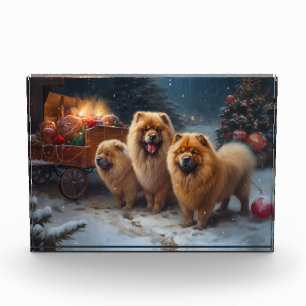 Chow Chow Snowy Sleigh Christmas Decor Photo Block
