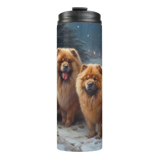 Chow Chow Snowy Sleigh Christmas Decor Thermal Tumbler (Front)