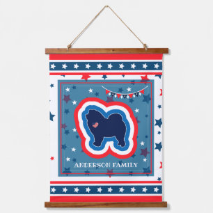 Chow Chow Stars Red White And Blue 4th July Hanging Tapestry