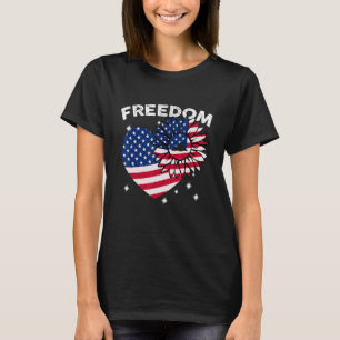 Chow Chow Sunflower Heart American Flag Freedom T-Shirt