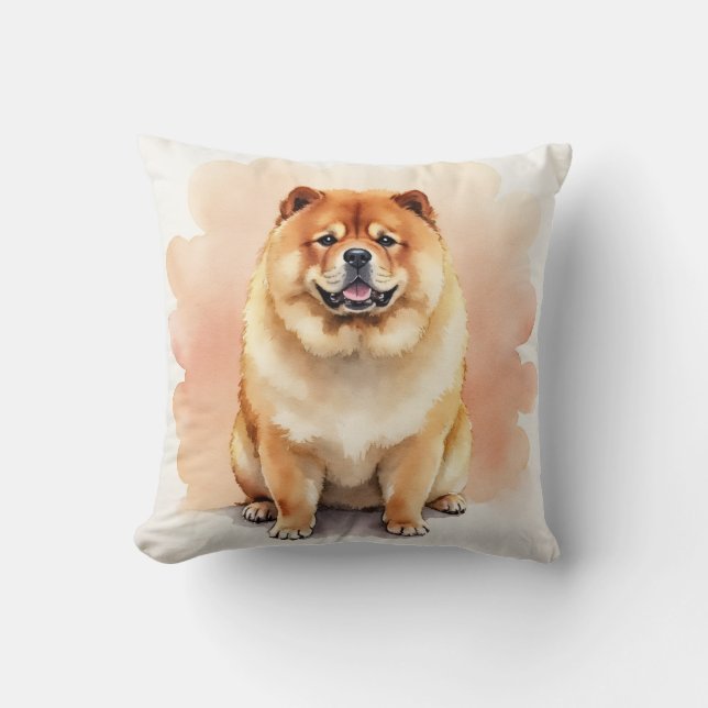 Chow Chow Watercolor Cloud Layer Art Cushion (Front)