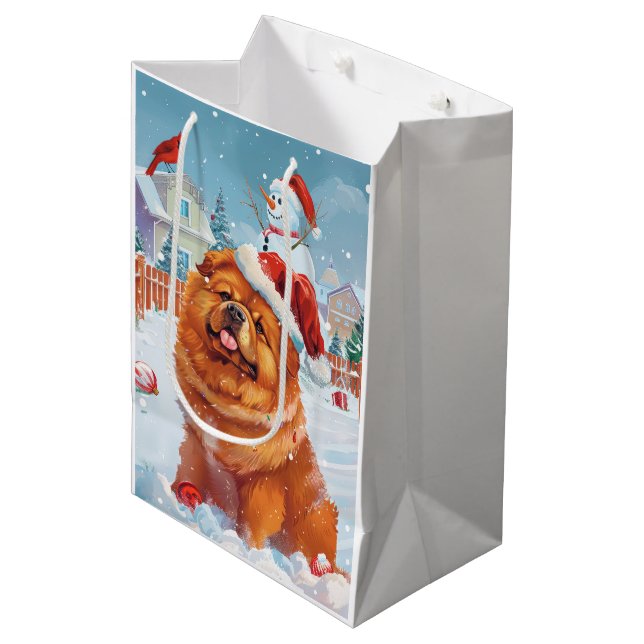 Chow Chow Winter Wonderland Christmas Joy  Medium Gift Bag (Front Angled)