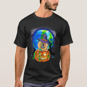Chow Chow Witch Moon Pumpkin Scary Halloween Dog L T-Shirt
