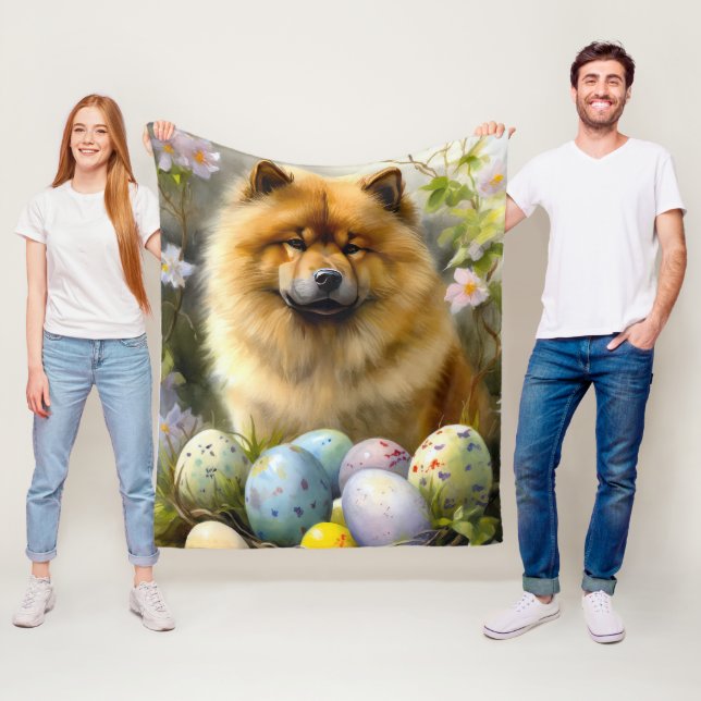 Chow Chow with Easter Eggs Holiday  Fleece Blanket (In Situ)