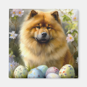 Chow Chow with Easter Eggs Holiday Magnet