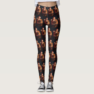 Chow Chow With Santa Claus Festive Christmas  Leggings