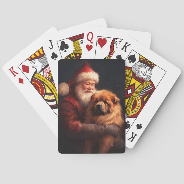 Chow Chow With Santa Claus Festive Christmas  Playing Cards (Back)