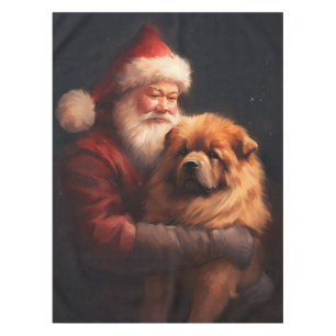 Chow Chow With Santa Claus Festive Christmas  Tablecloth